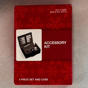 NEW Men's Accessory Kit - Cuff Links, Metal Collar Stays, Tie Clip Carrying Case